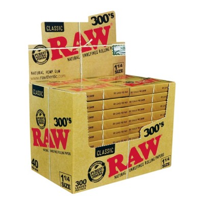 RAW 300'S ROLLING PAPERS 1 1/4 - 40CT/ DISPLAY 1CT